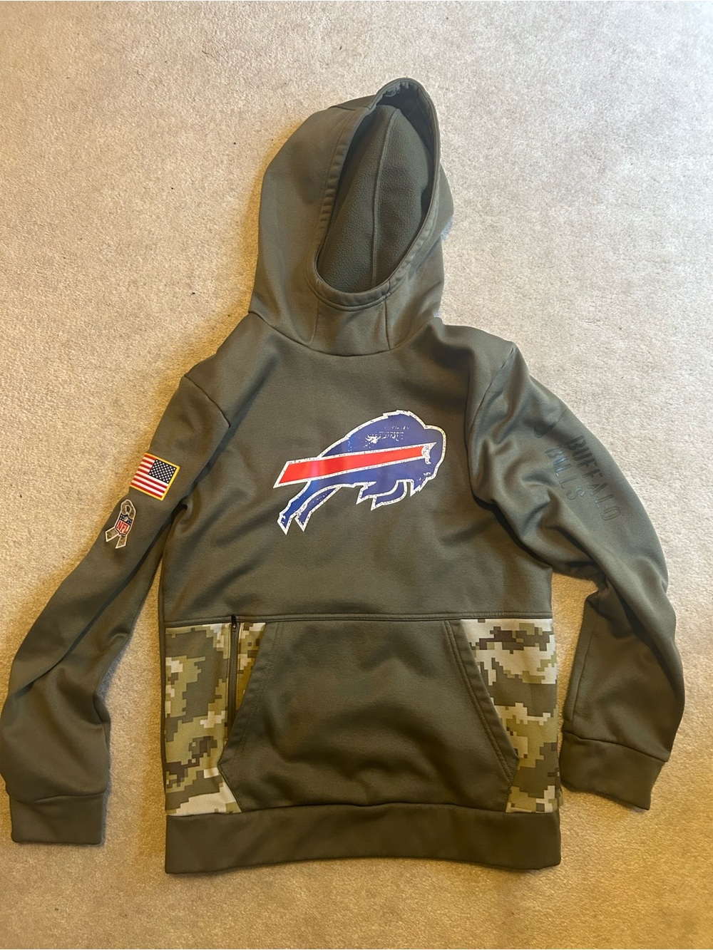 Kids Nike Buffalo Bills Salute to Service Hoodie Dri Fit Sz L Large